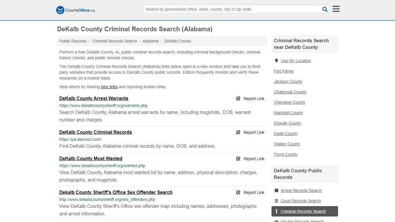 DeKalb County Criminal Records Search (Alabama) - County Office